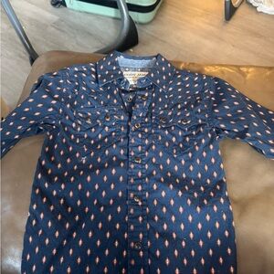 Cody James Kids' Navy and Orange Button Down Shirt